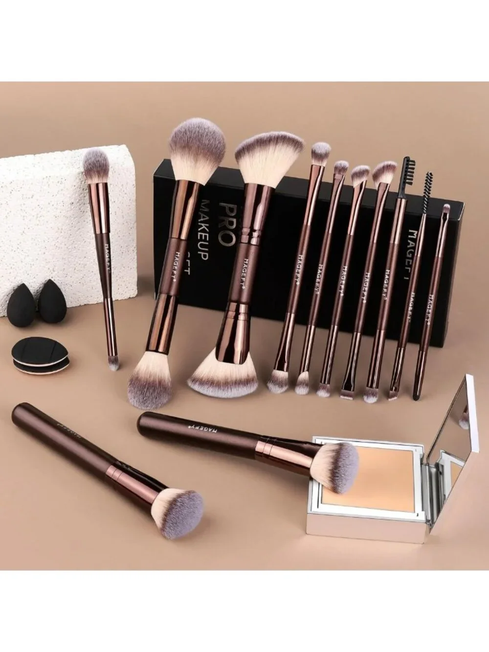 22-Piece Professional Double-End Makeup Brush Set for Powder, Concealer